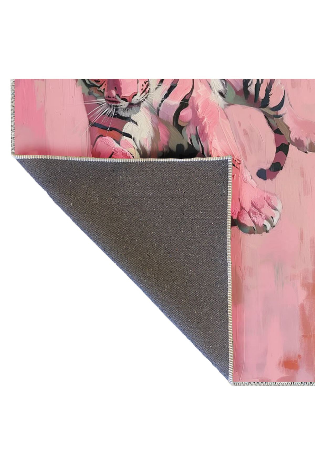 İnci Koleksiyonu Pastel Pembe Tonlu Kaplan Desenli Dokuma Taban Modern Dekoratif Halı inci64