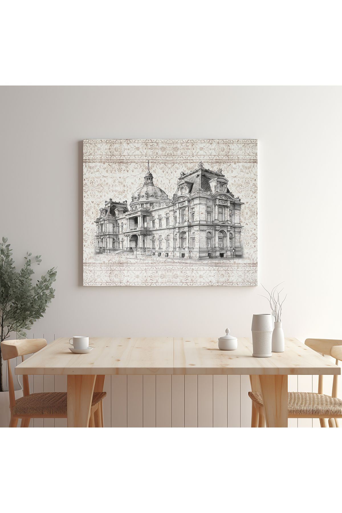 Kanvas Tablo Vintage Şehir Çizim Tema 1700