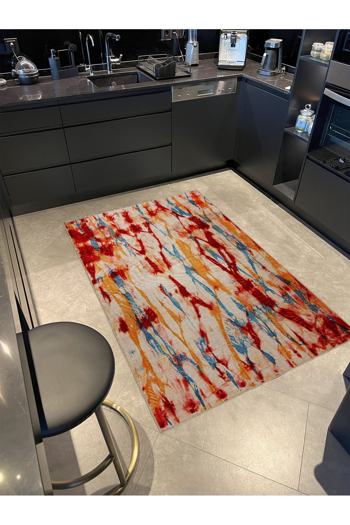 Çok Renkli Boya Sıçratma Desenli Kreatif Modern Dekoratif Halı 5374