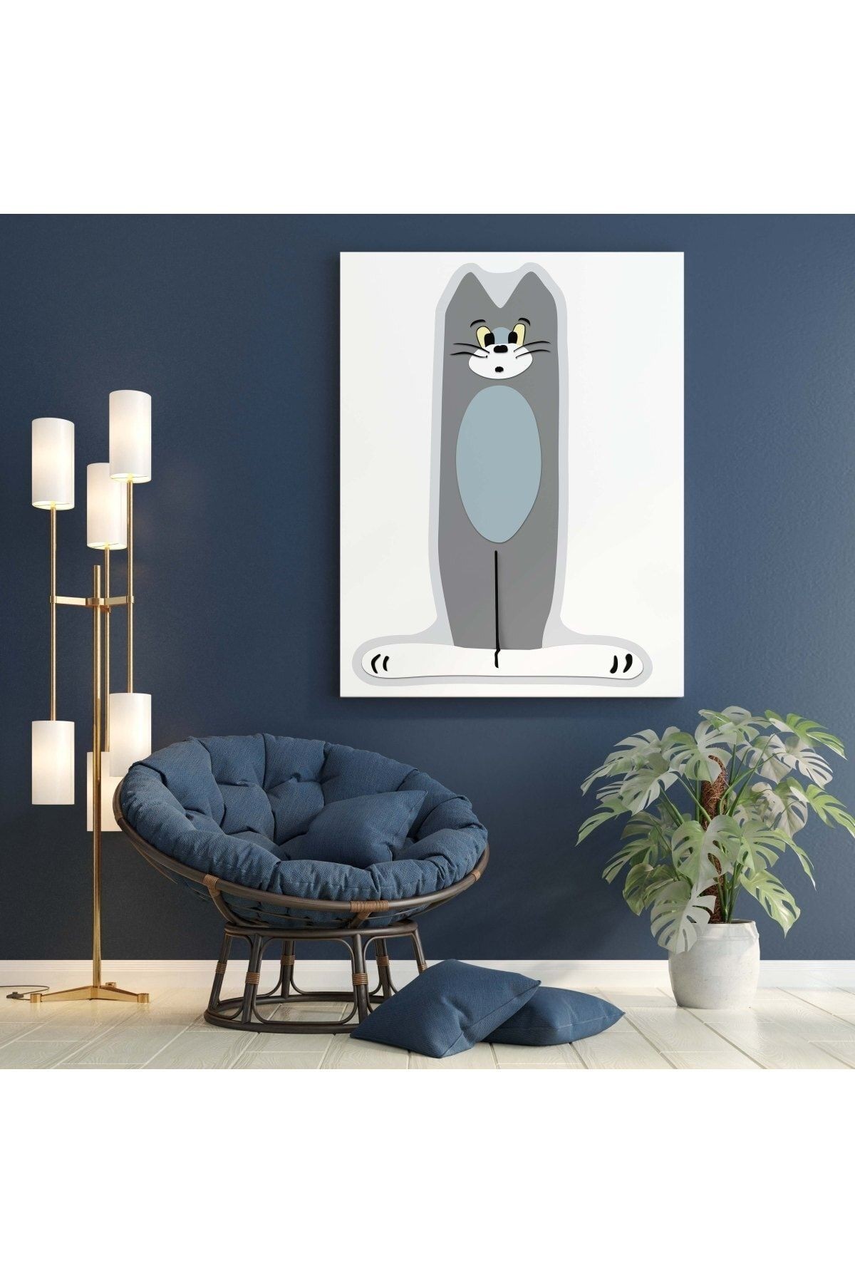 Kanvas Tablo Kedi Tom Temalı 123