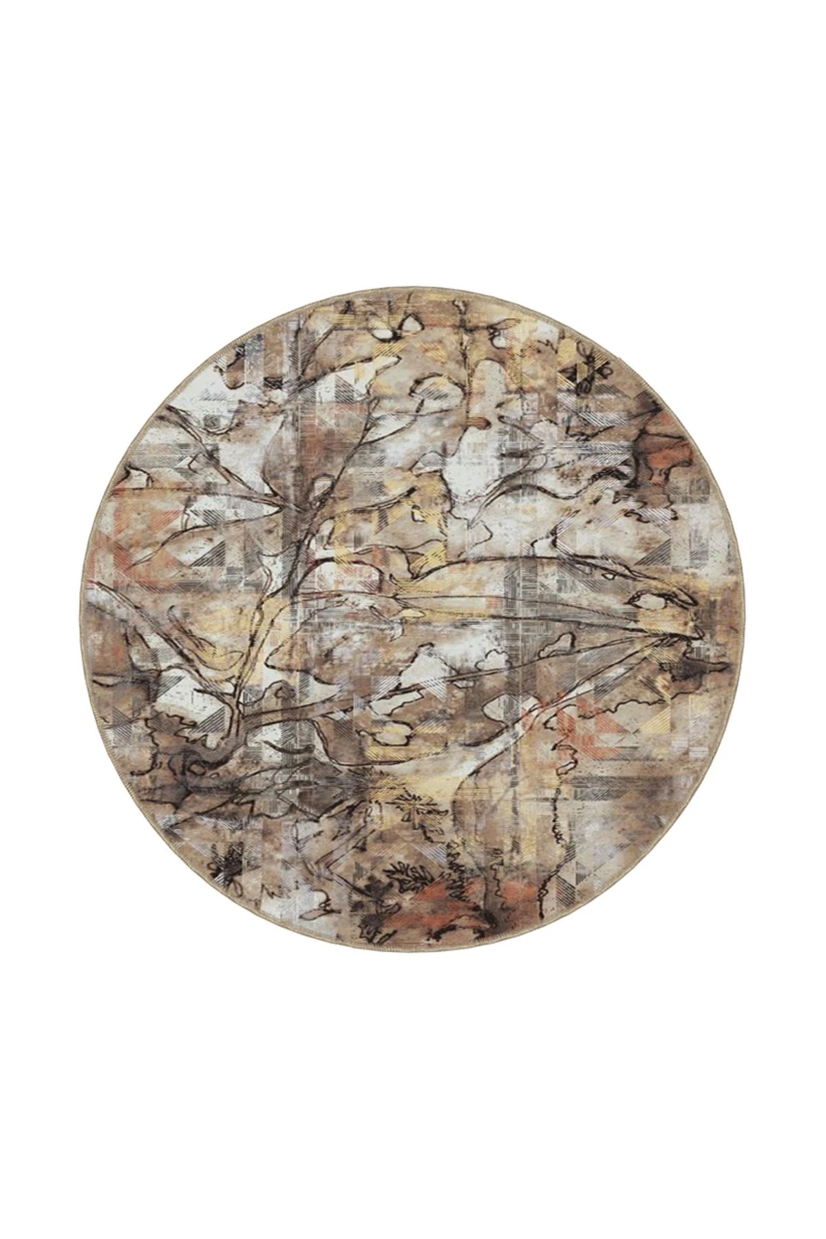 Kahverengi Boyalı Temalı Desenli Dokuma Taban Halı ve Yıkanabilir Halı miravip10072