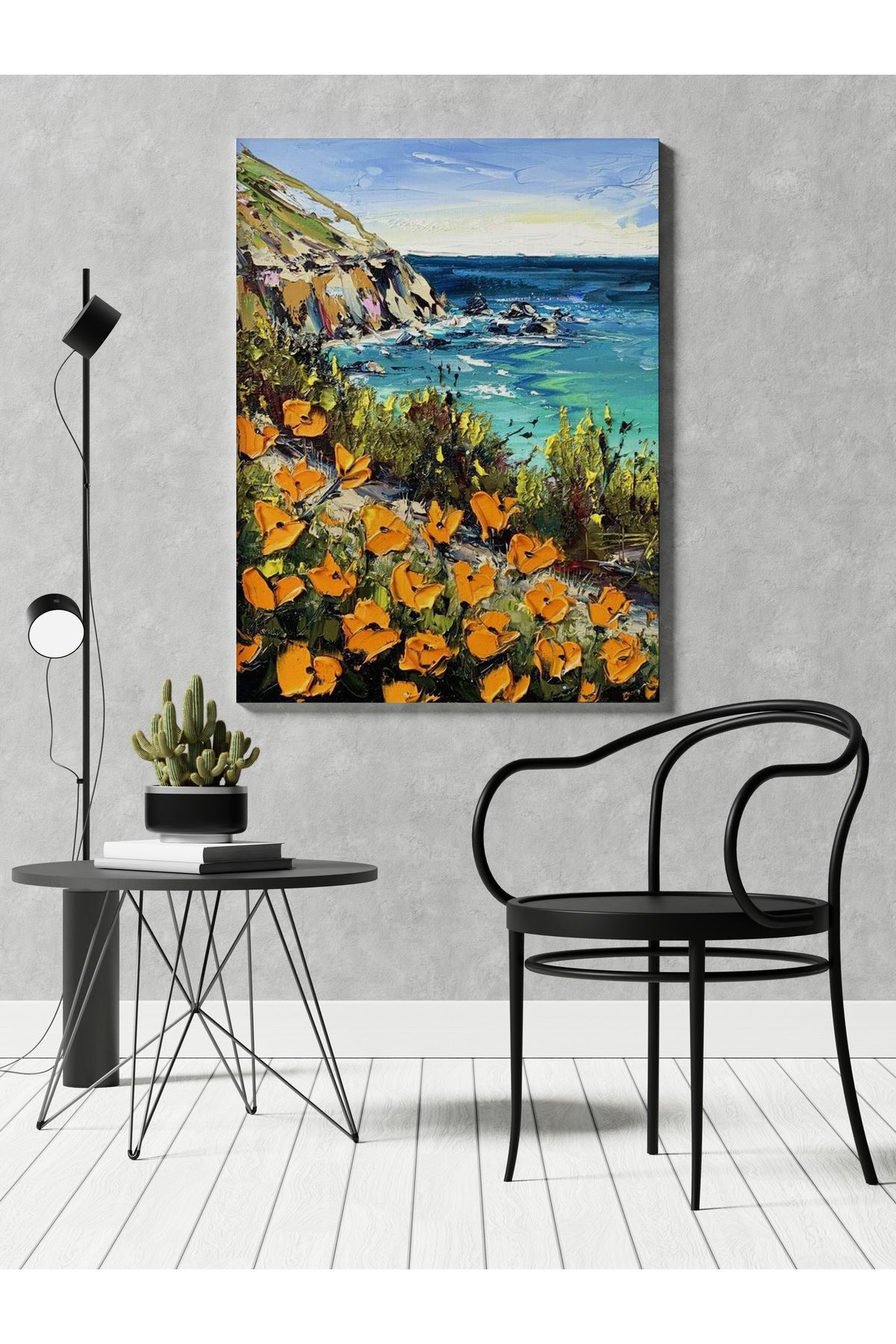 Kanvas Tablo Uçurum Bitki Manzaralı Desenli Modern Tablo