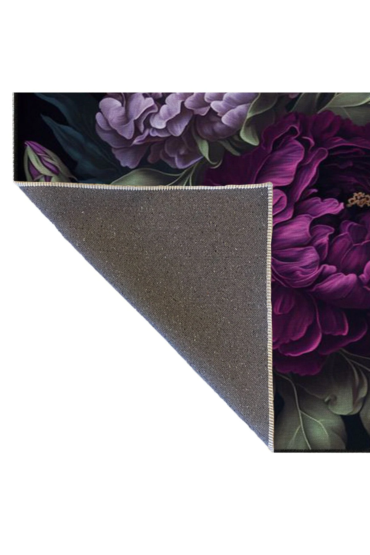 Mor Çiçekli Floral Desenli Dekoratif Yıkanabilir Halı miravip8681