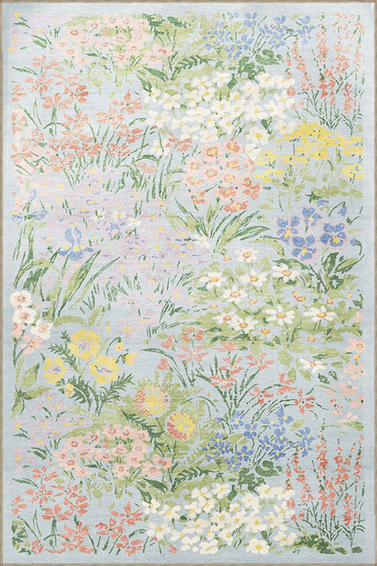 Floral Temalı Çok Renkli Çiçek Desenli Kreatif Modern Dekoratif Halı 3427
