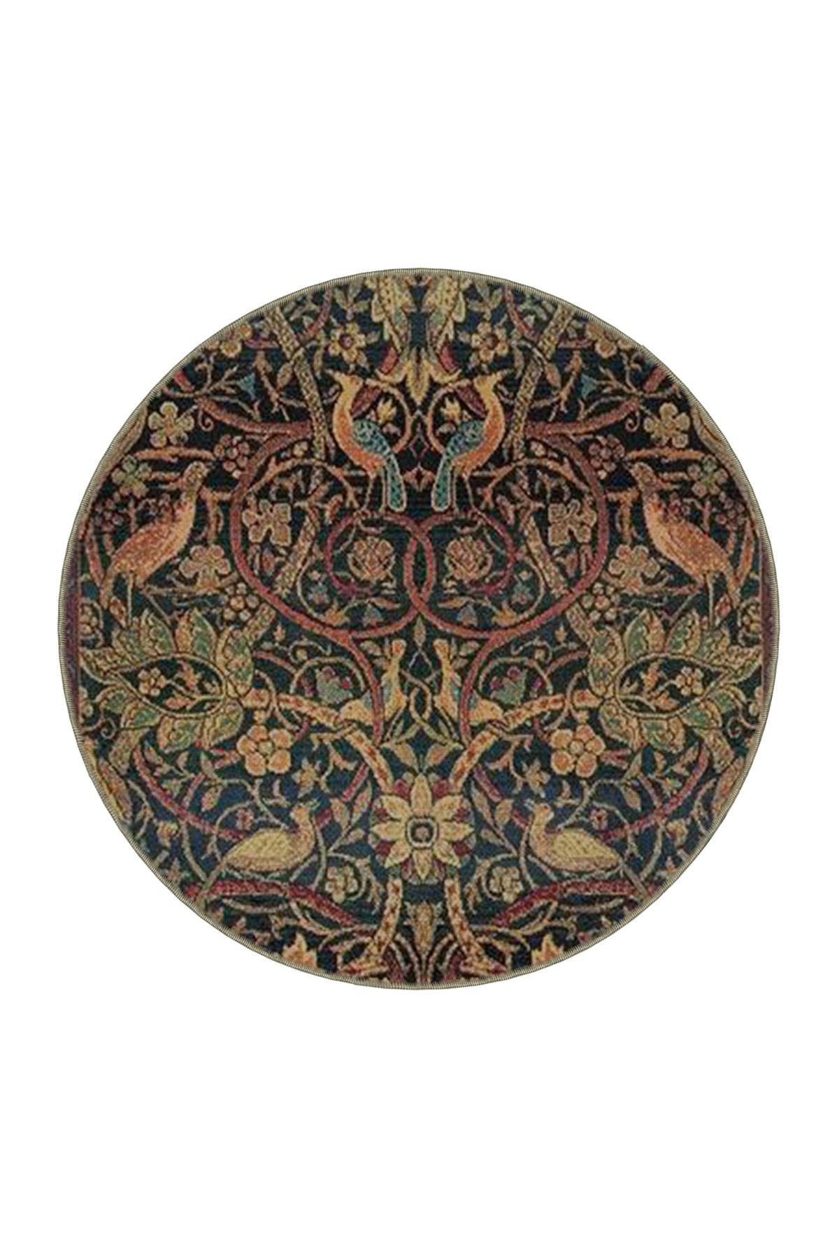Bordo Bej Temalı Geleneksel Motif Sarmaşık Çiçek Desenli Saçaklı Vintage Dekoratif Halı 4513