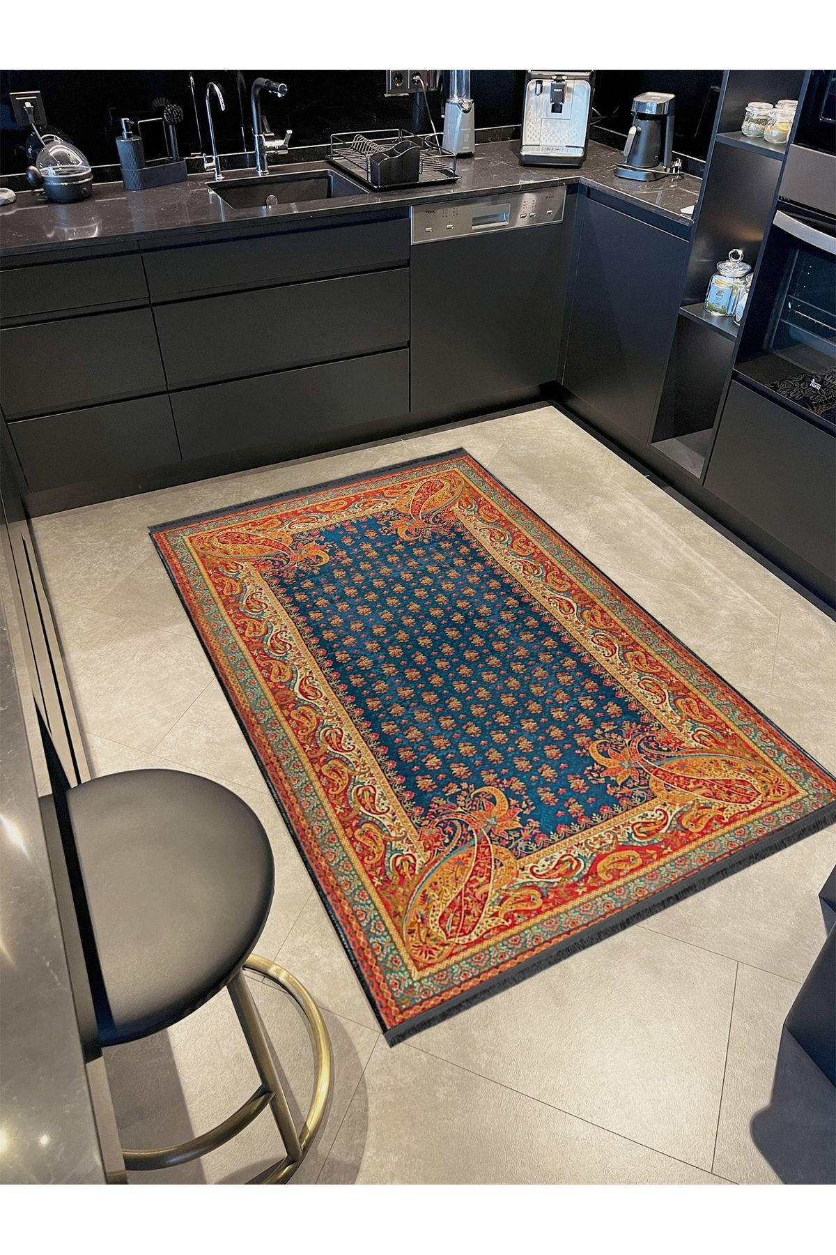 İnci Koleksiyonu Turuncu Geleneksel Desenli Dokuma Taban Modern Dekoratif Halı inci74