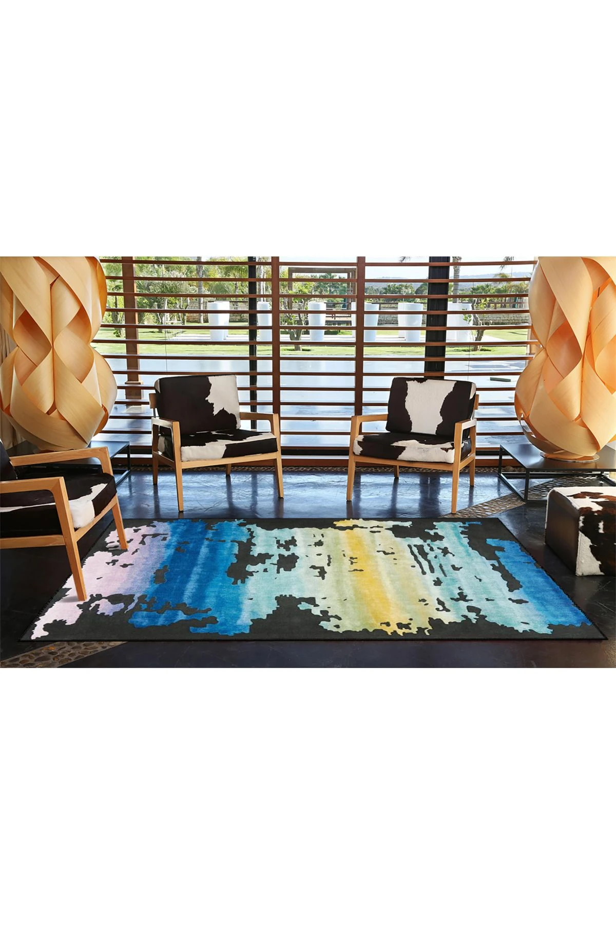 Çok Renkli Abstract Soyut Desenli Kreatif Modern Dekoratif Halı 3893