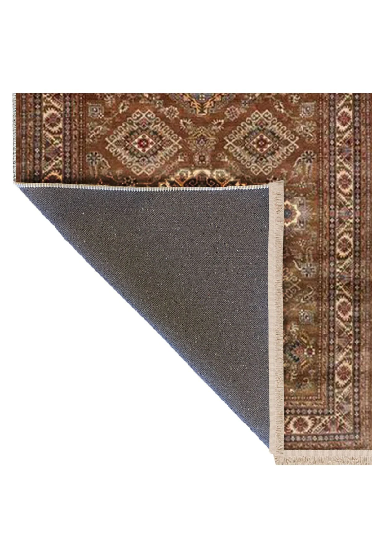 İnci Koleksiyonu Kahverengi Tema Geleneksel Motif Desenli Dokuma Taban Vintage Dekoratif Halı inci32