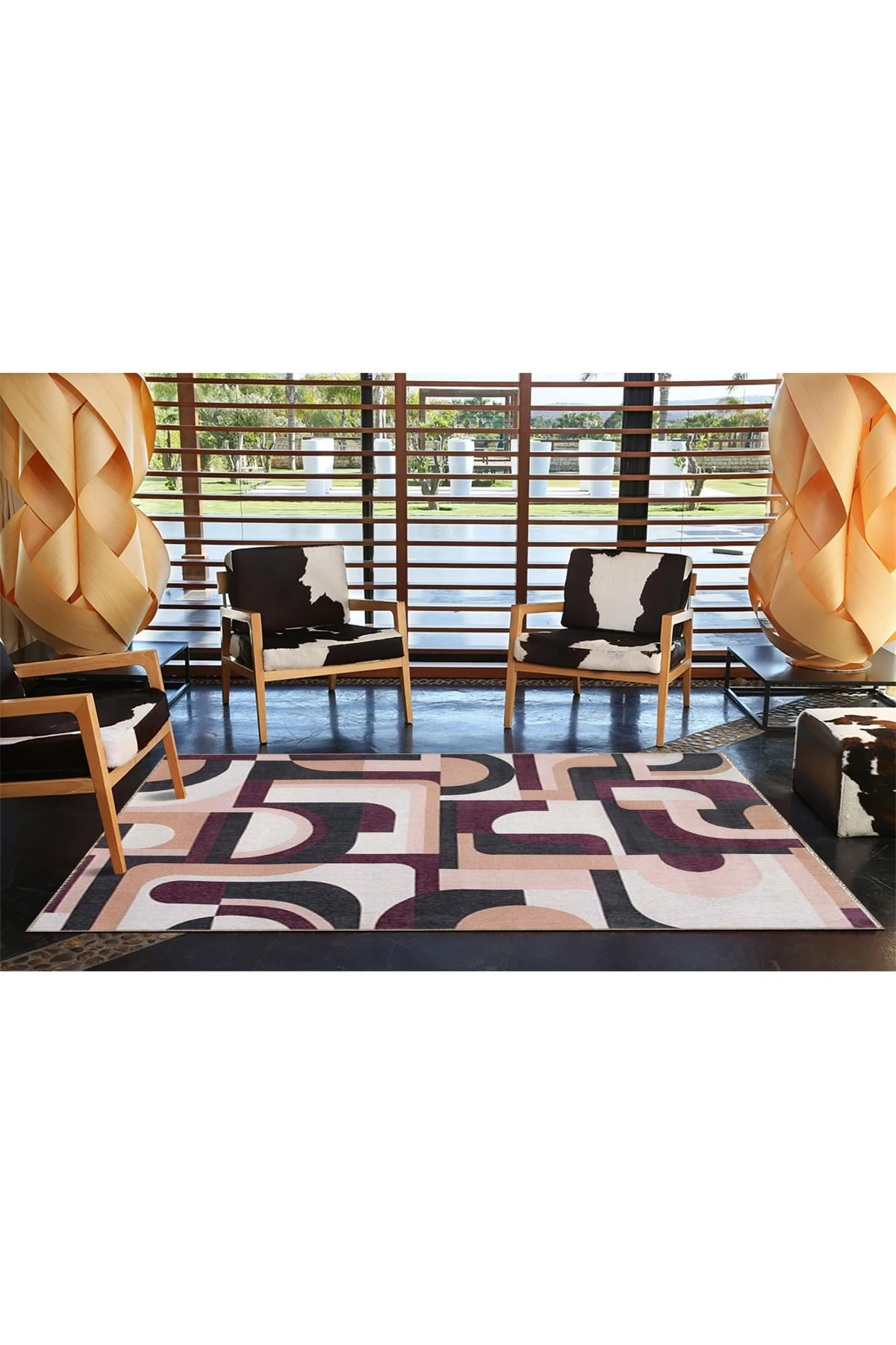 Kahverengi Temalı Geometrik Dokuma Taban miravip841