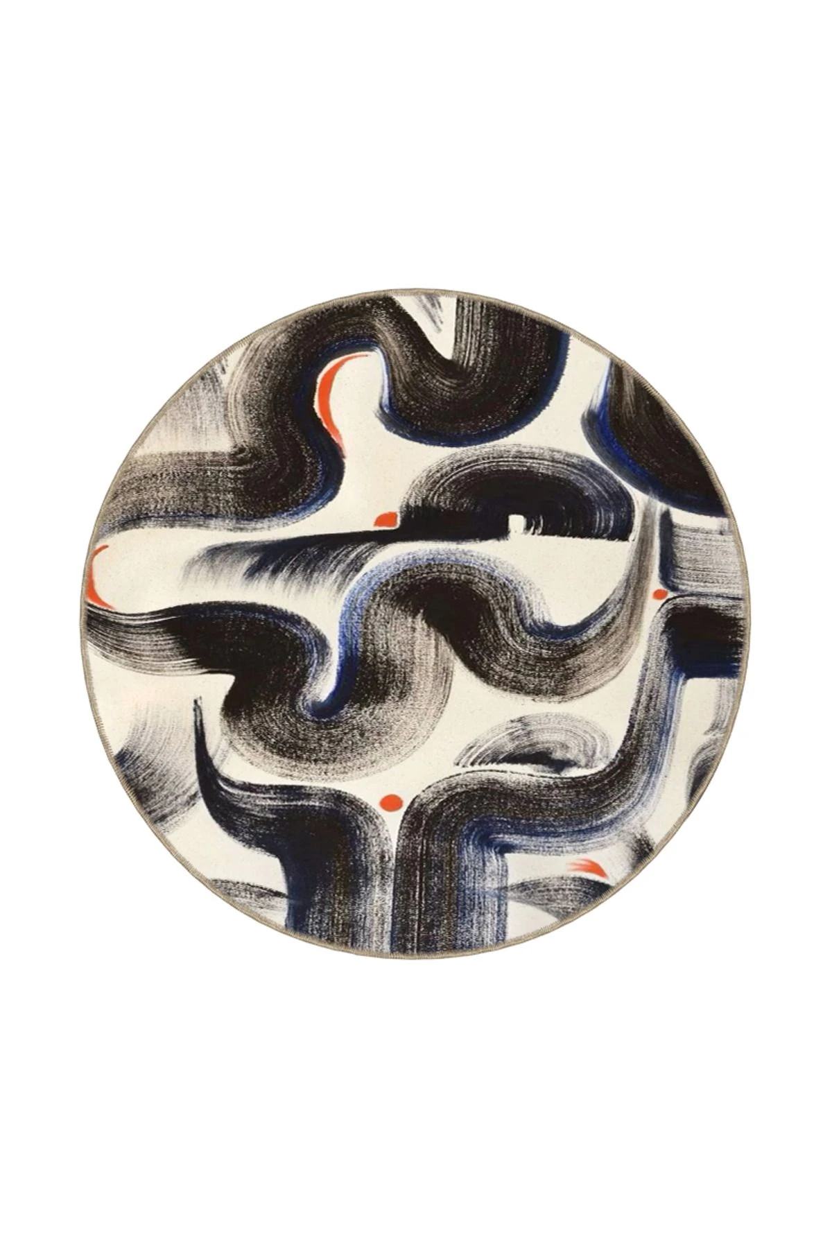 Krem Tonlarında Fırça Çizimli Modern Dekoratif Halı ve Yıkanabilir Halı miravip9555