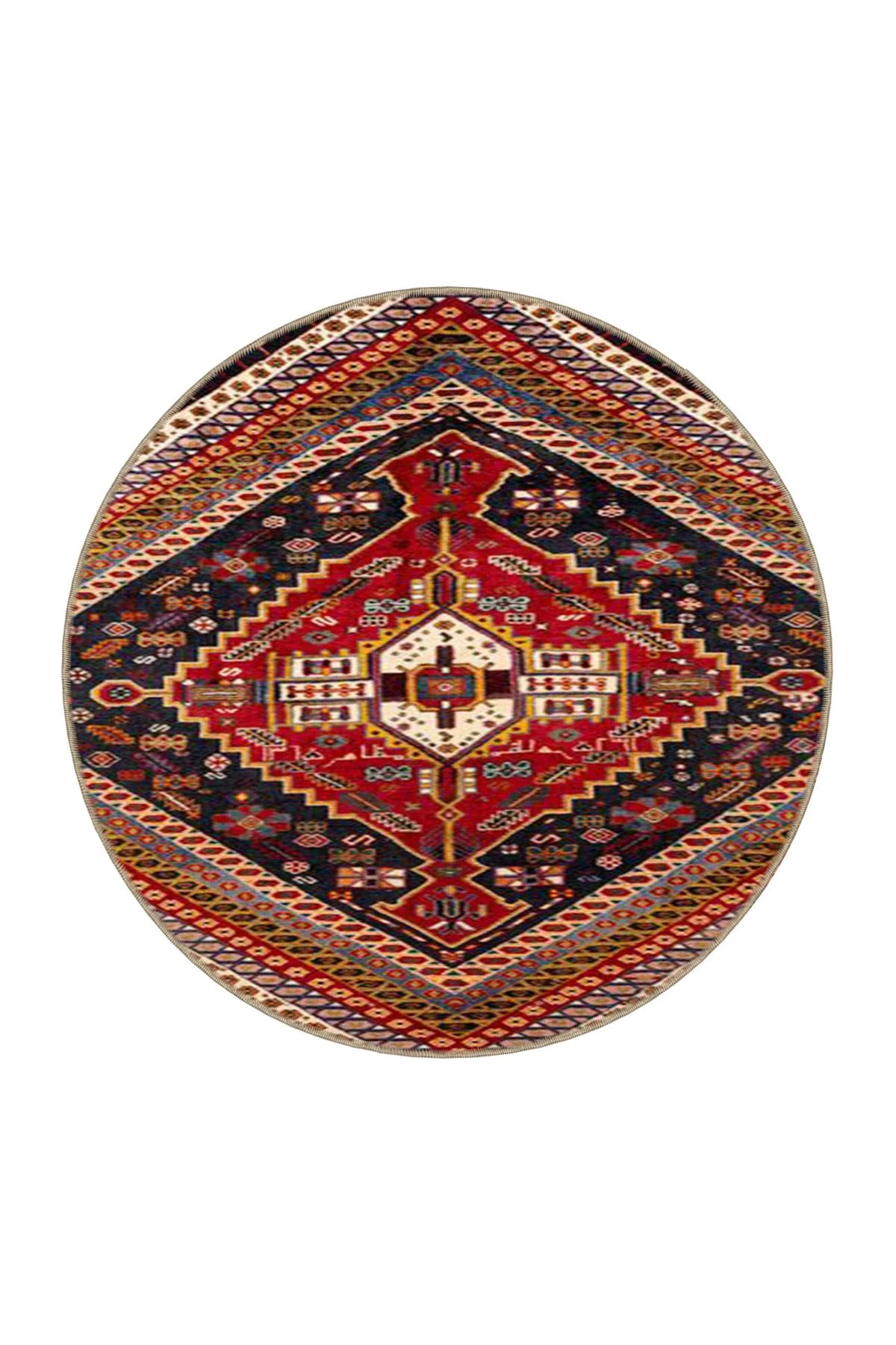 Kırmızı Üçgen Renkli Geometrik Geleneksel Modern Desenli Dokuma Taban ve Dekoratif Halı miravip84