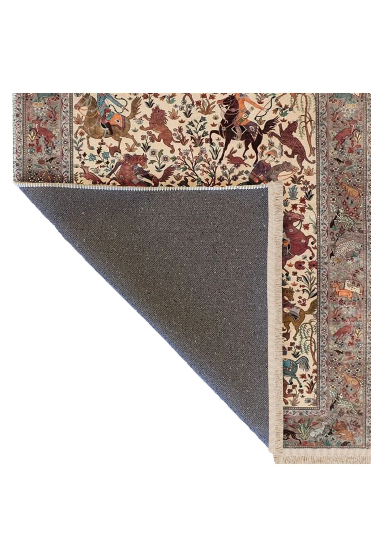 Asena Koleksiyonu Çok Renkli Okçu Süvariler ve Ağaçlar Desenli Vintage Dekoratif Halı 46