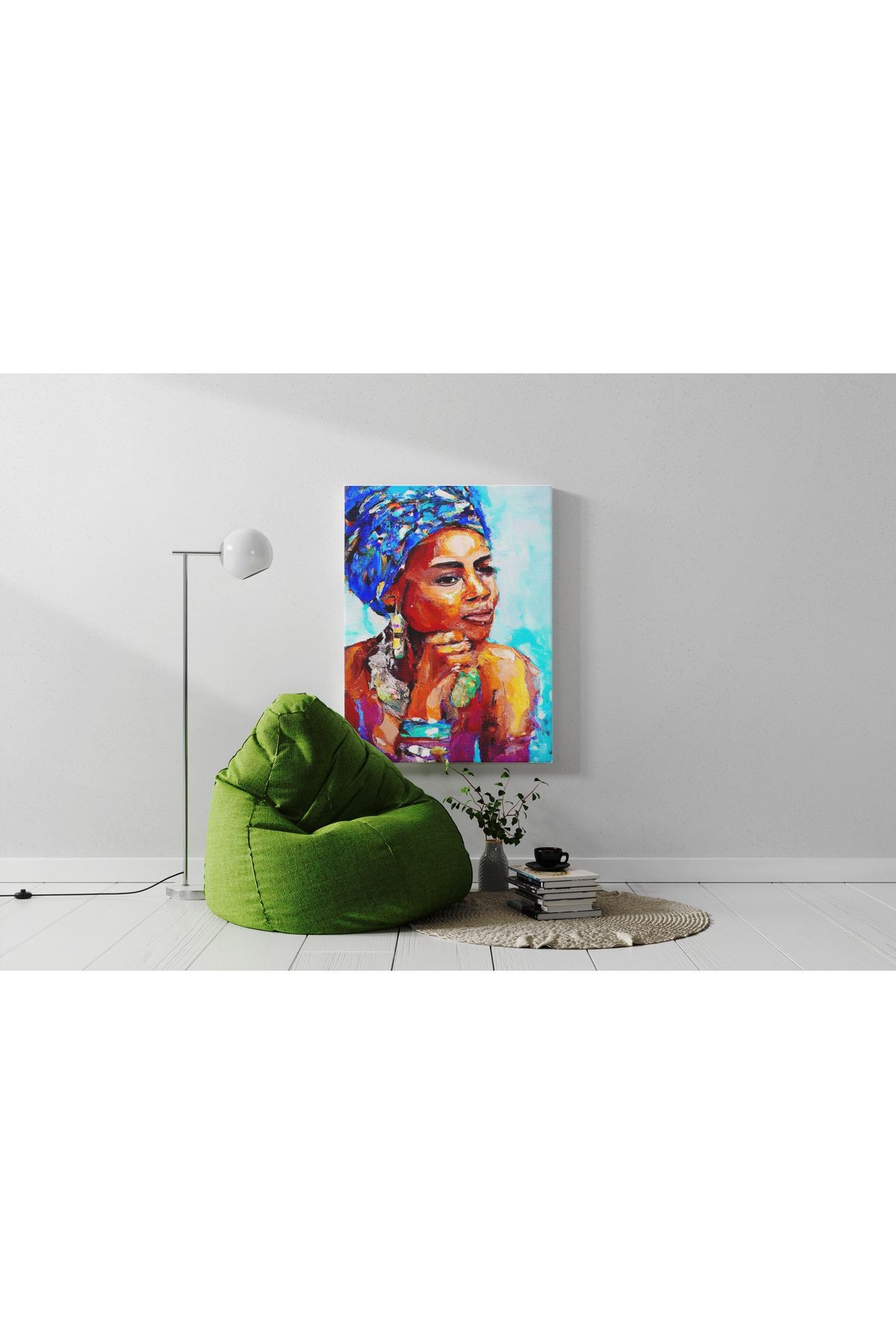 Kanvas Tablo Düşünceli Kadın Mixed Color Desenli Renkli Temalı Modern Tablo