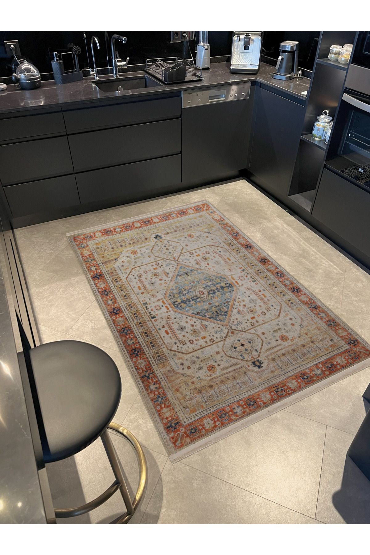 Çok Renkli Temalı Geleneksel Motif Etnik Desenli Vintage Dekoratif Halı 2444