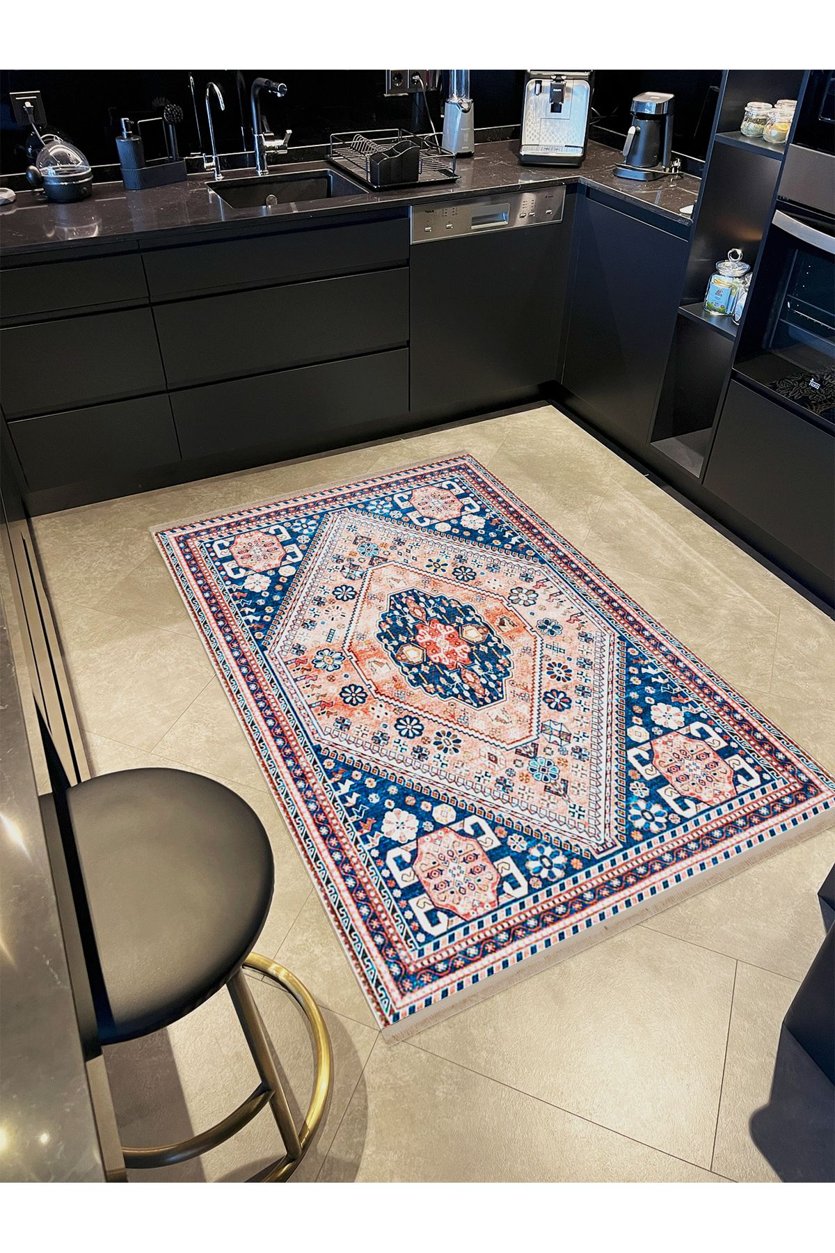 Asya Koleksiyonu Çok Renkli Geleneksel Desenli Dokuma Taban Modern Dekoratif Halı asya09