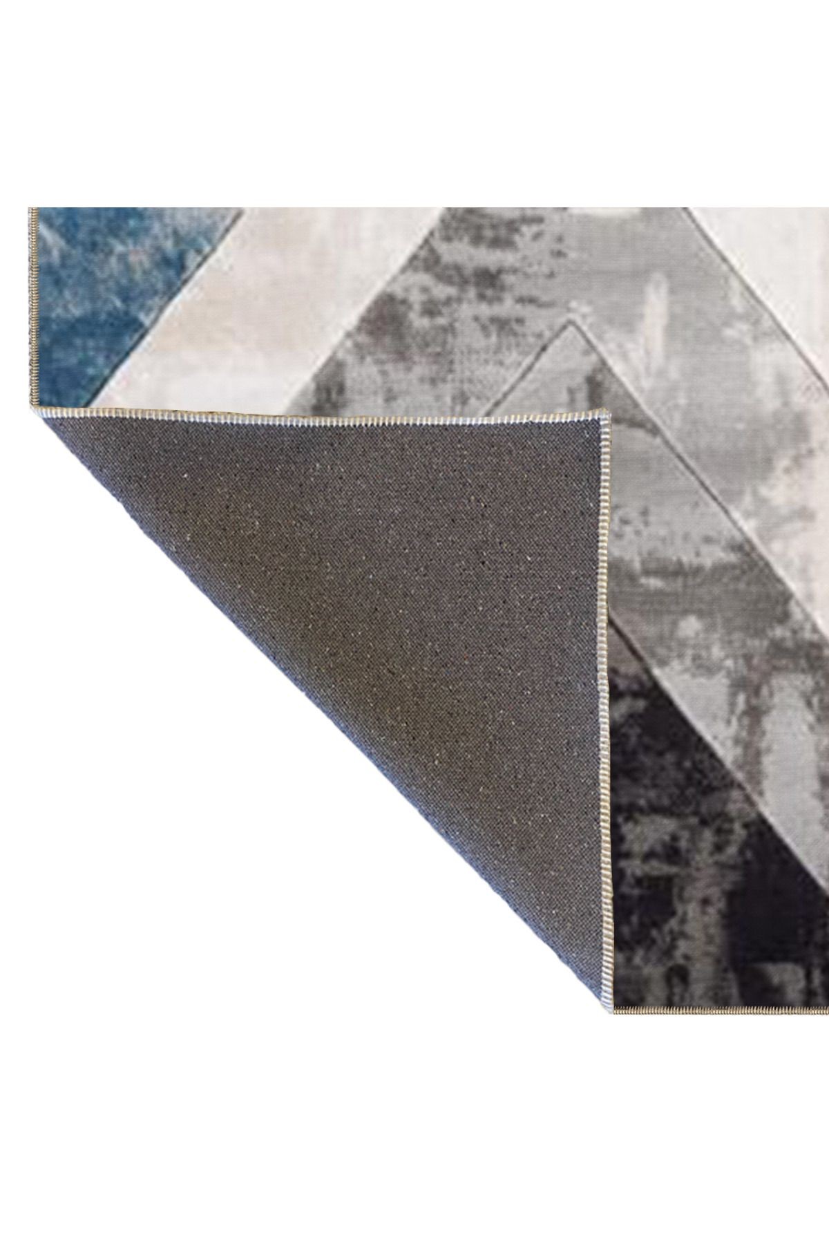 Mavi Bej Temalı Geometrik X Desenli Kreatif Modern Dekoratif Halı 4722