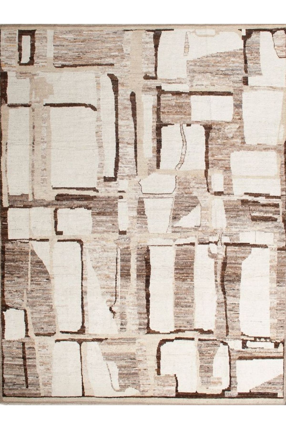 Aysu Koleksiyonu Bej Tonlarda Soyut Desenli Dokuma Taban Modern Dekoratif Halı aysu03