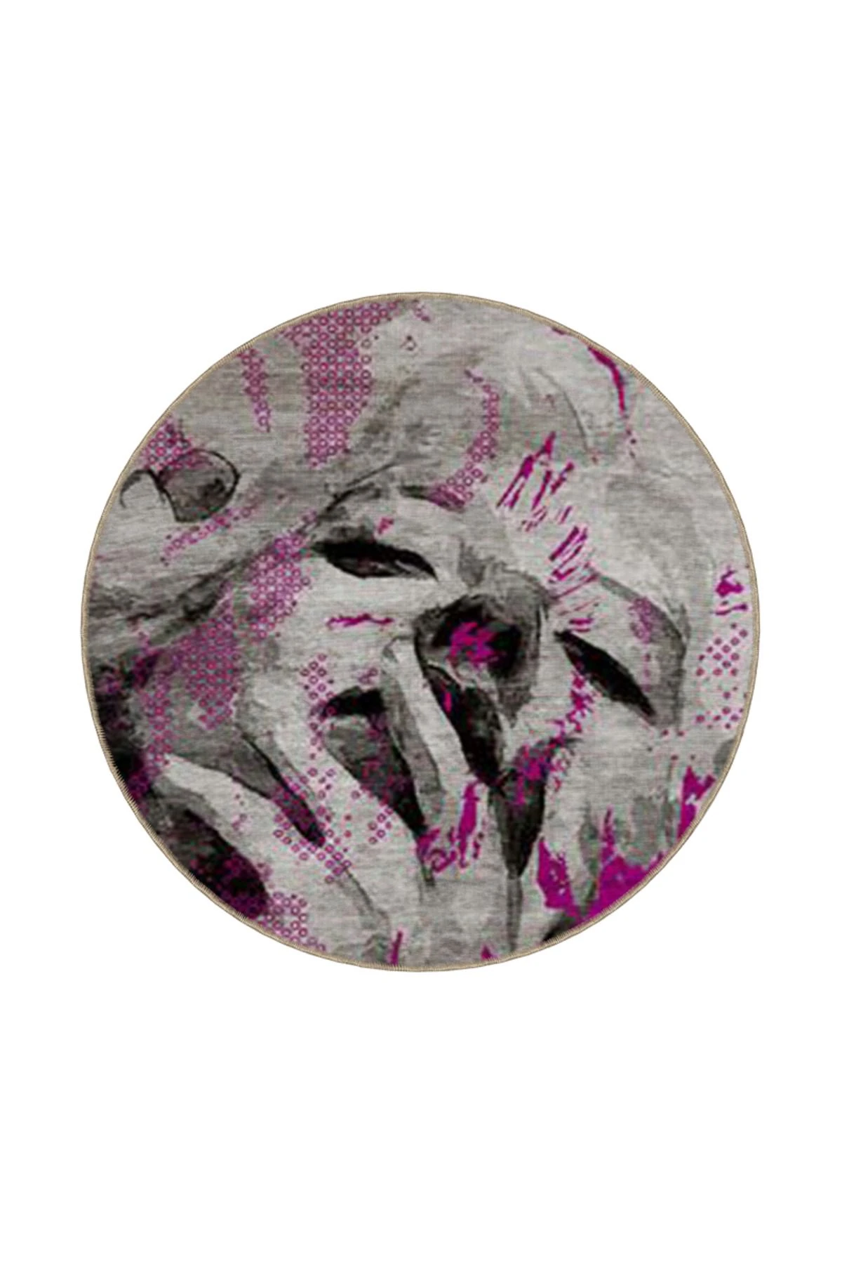 Pembe Yüz Desenli Modern Dekoratif Halı 4499