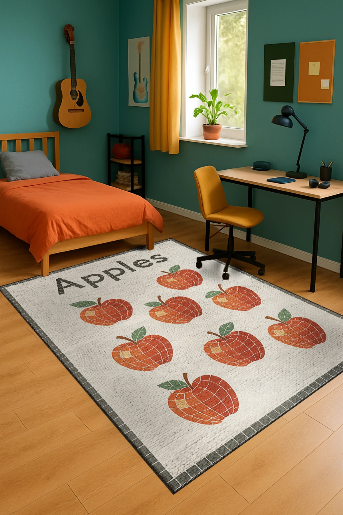 MOSSO Chillies Yazılı Desen Dokuma Taban Vintage Dekoratif Halımosso990