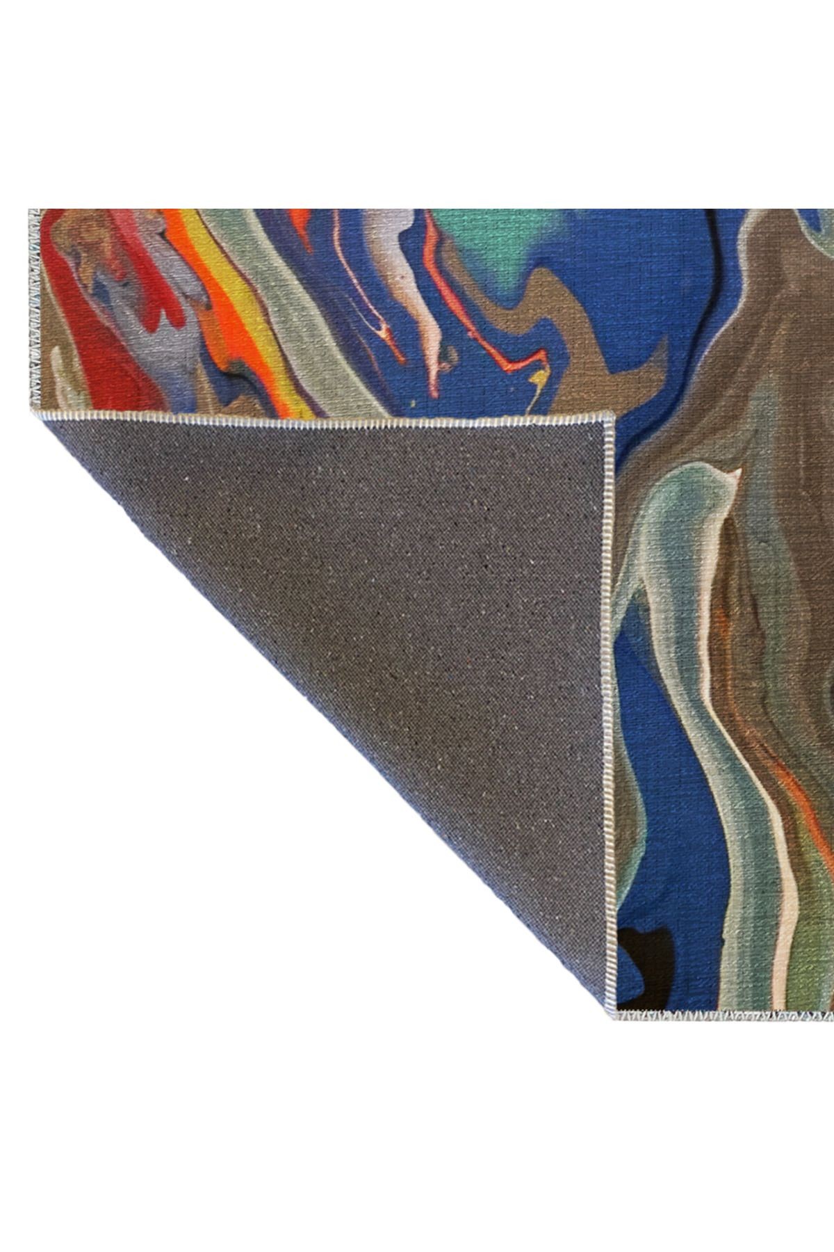 Açık Ton Çok Renkli Sürrealist Dalga Desenli Kreatif Modern Dekoratif Halı 2004