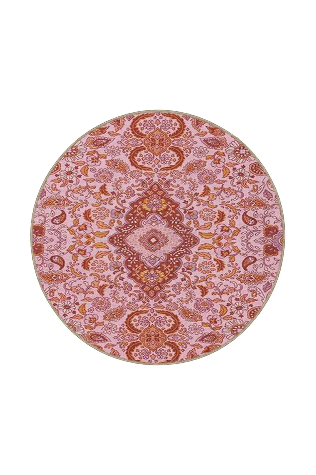 Floral Geleneksel Pembe Renkli Geometrik Modern Dekoratif Halı miravip215