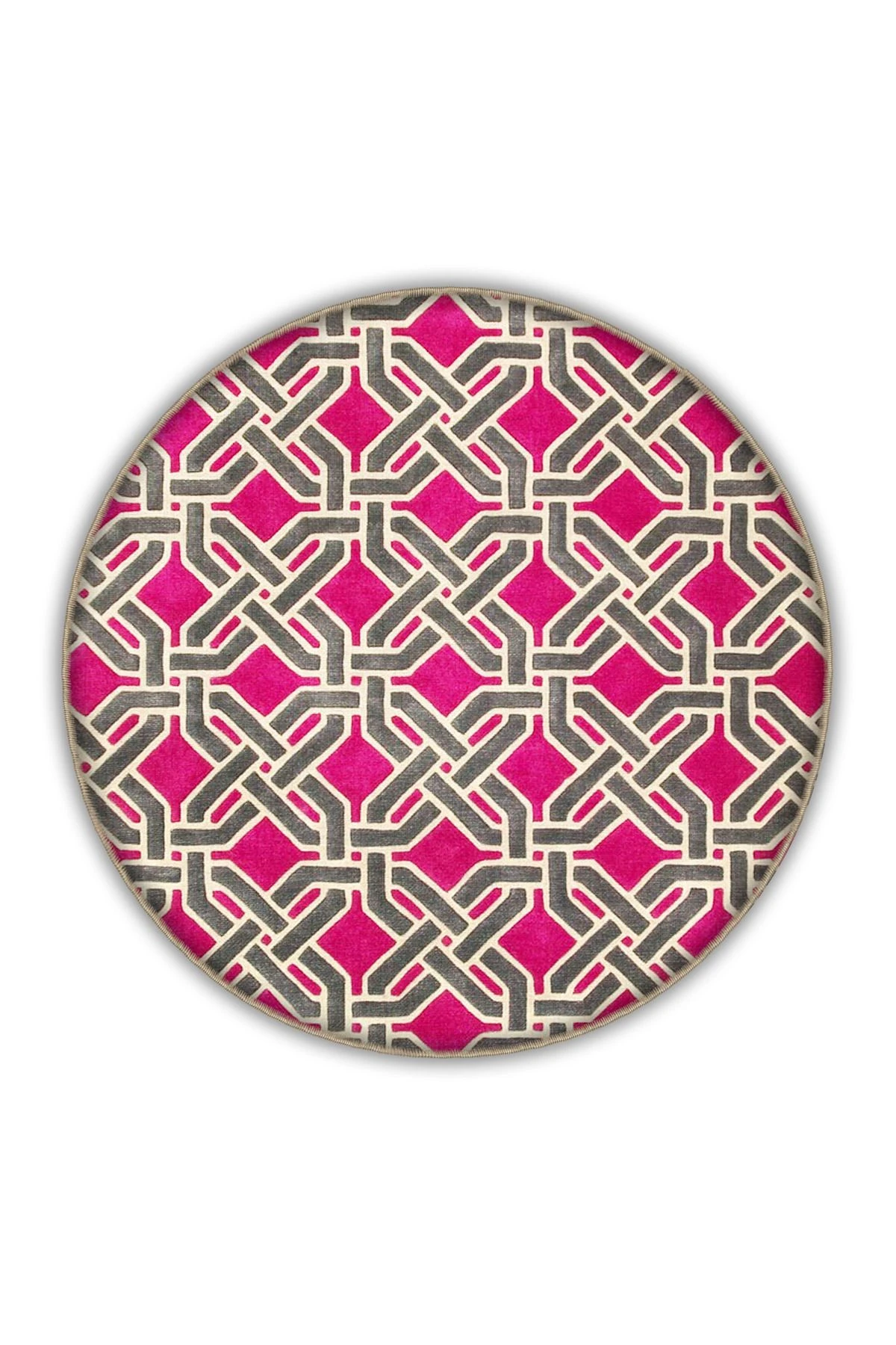 Pembe Temalı Çapraz Geometrik Desenli Modern Dekoratif Halı 3367