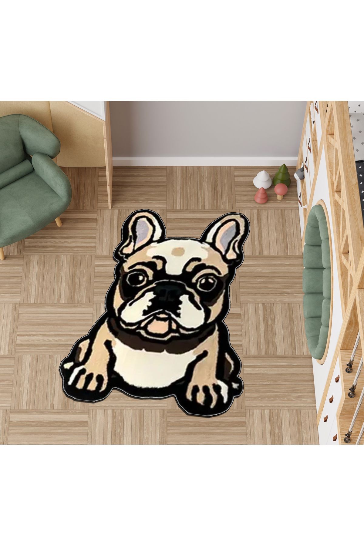 Lina Koleksiyonu Sevimli Köpek Desenli Dokuma Taban Modern Dekoratif Halı lina55