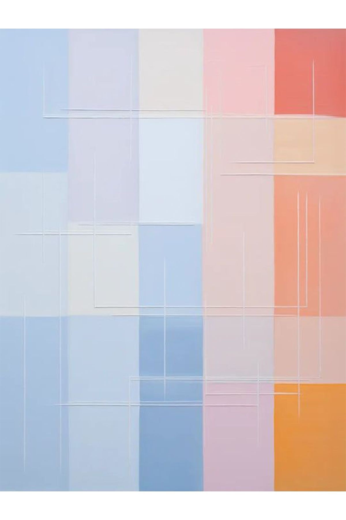 Yılmaz Koleksiyonu Pastel Tonlarda Geometrik Kare Desenli Kreatif Modern Dekoratif Halı 24