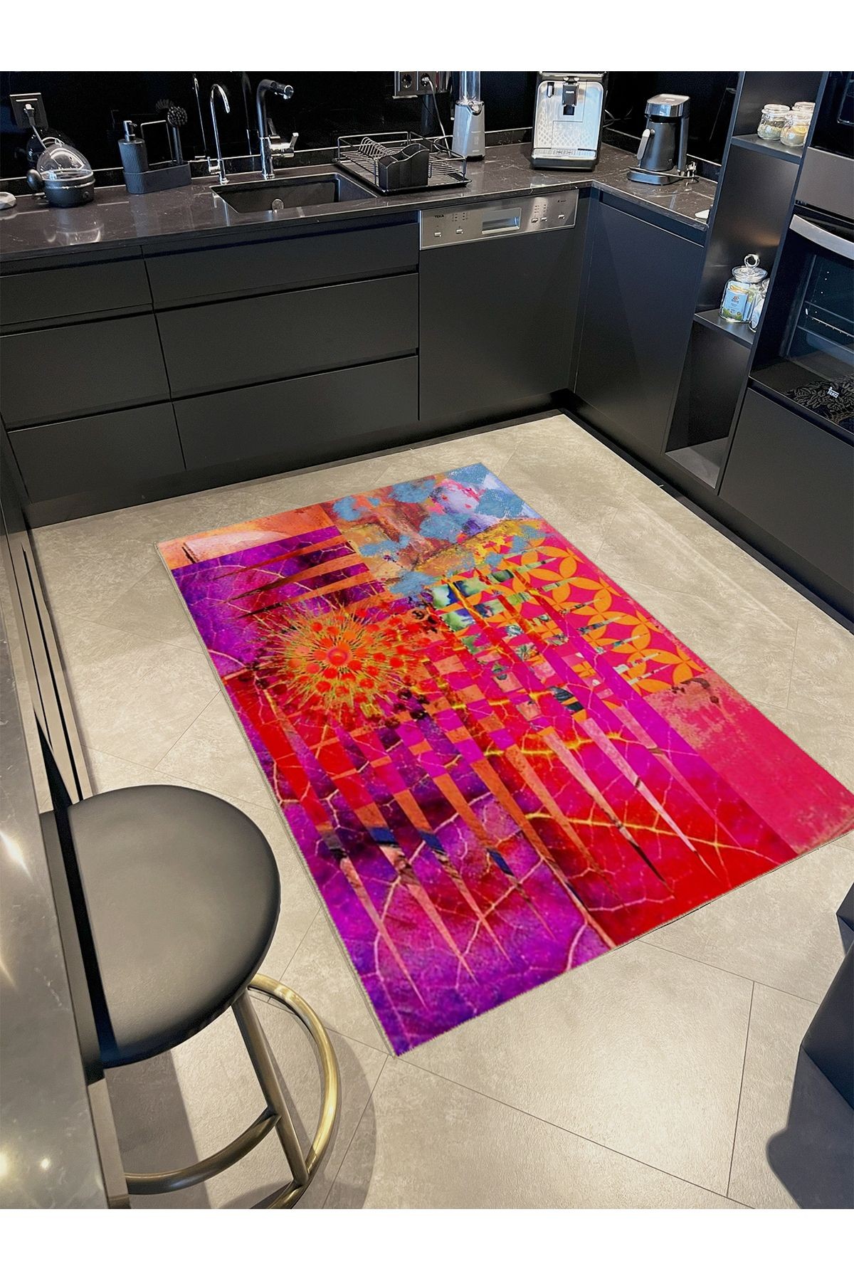 Tuğrul Koleksiyonu Karma Soyut Şekiller Desenli Dokuma Taban Modern Dekoratif Halı 55