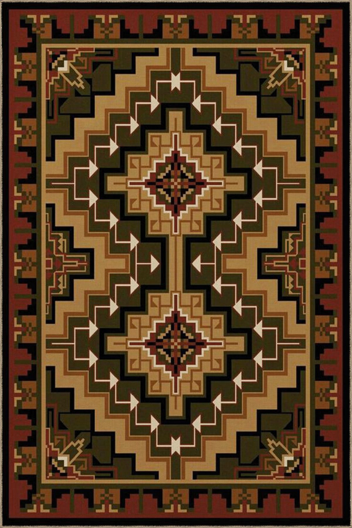 Kahve Bej Temalı Geleneksel Motif Etnik Desenli Vintage Dekoratif Halı 3529