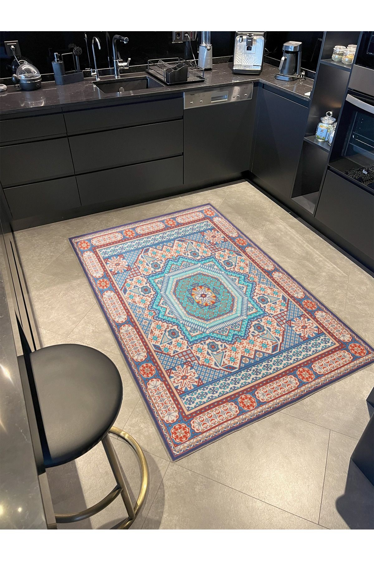 Çok Renkli Geleneksel Motif Etnik Desenli Vintage Dekoratif Halı 3435