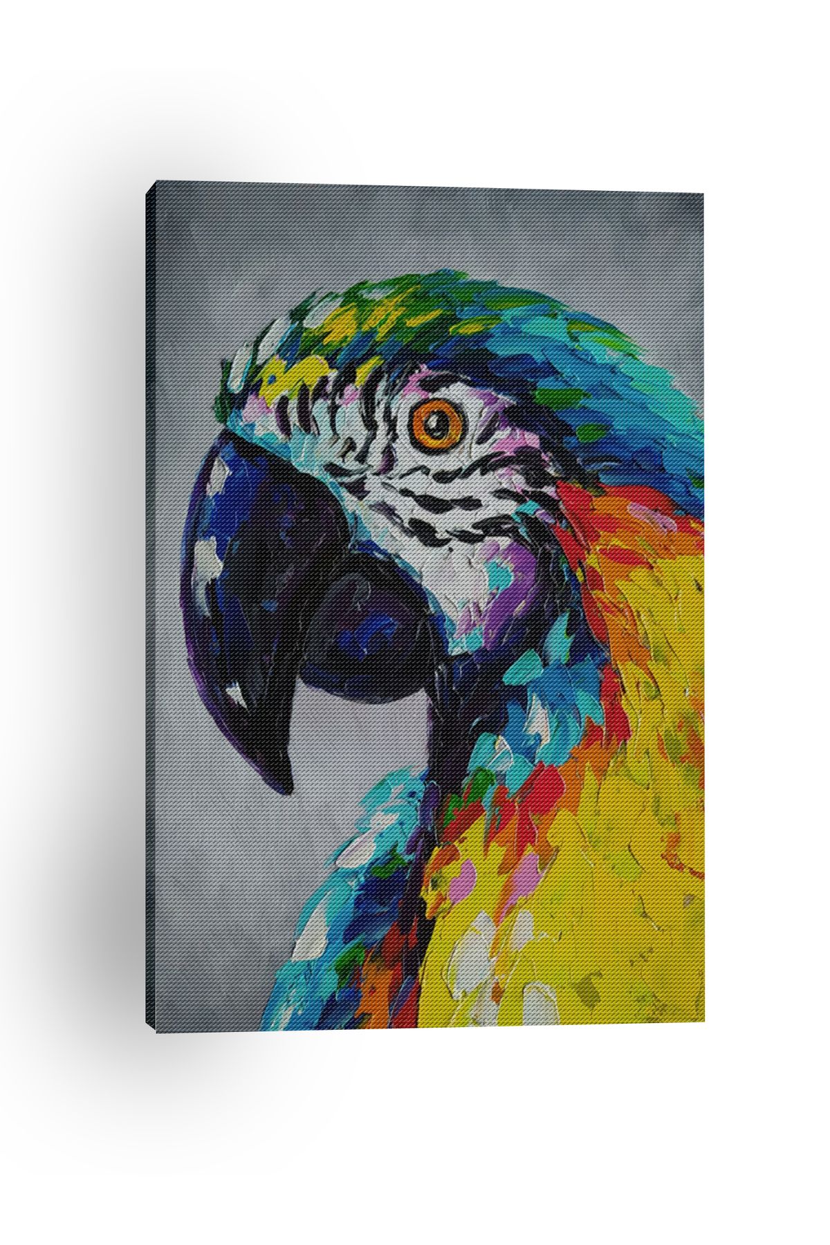 Kanvas Tablo Pastel Çizgili Papağan Doğa Desenli Renkli Temalı Modern