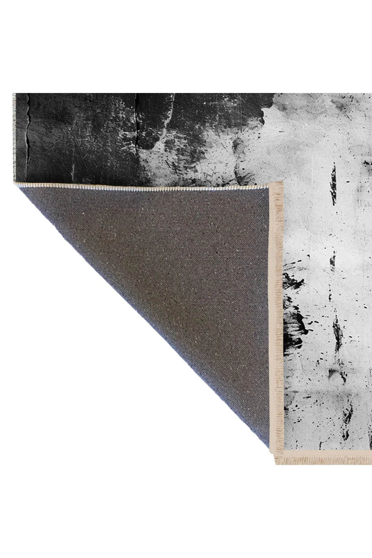 Özge Koleksiyonu Siyah Beyaz Soyut Desenli Dokuma Taban Modern Dekoratif Halı özge46