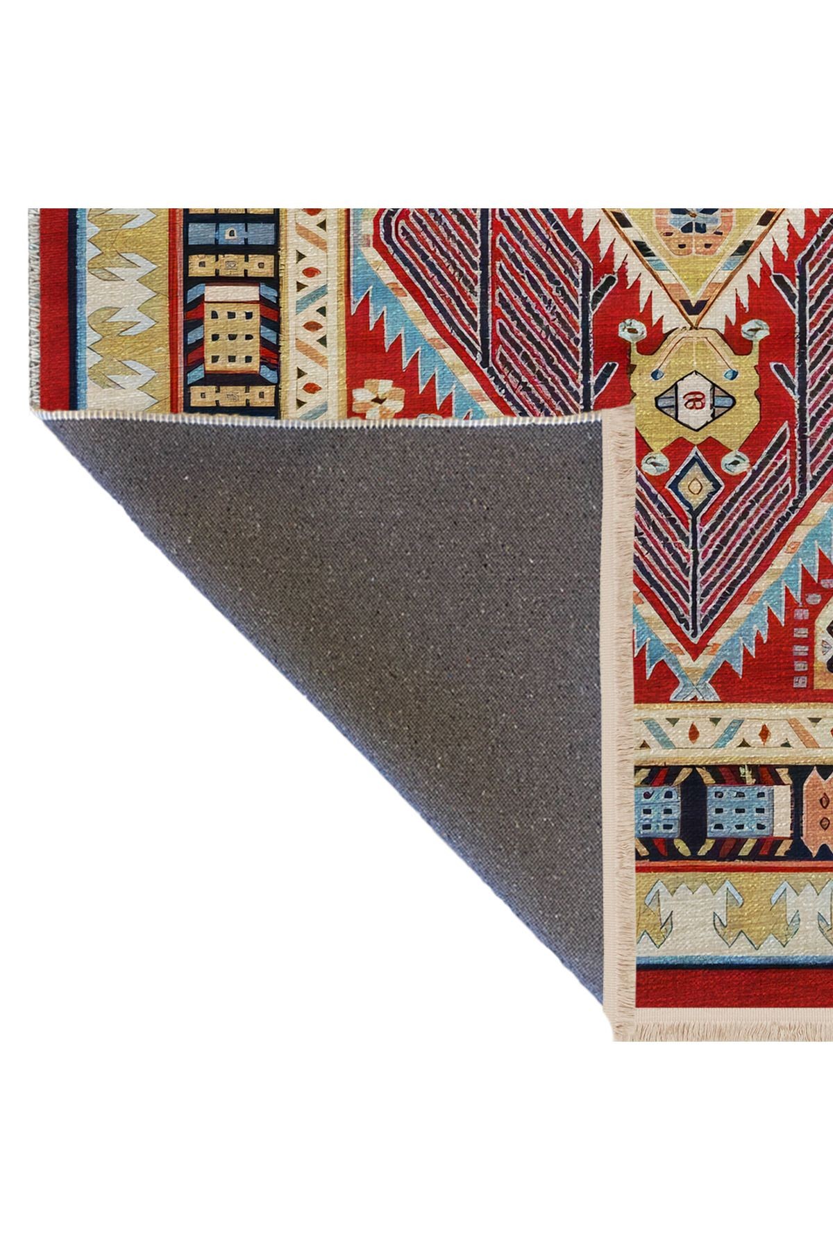 Açık Ton Çok Renkli Geleneksel Motif Çiçek Desenli Vintage Dekoratif Halı 2446