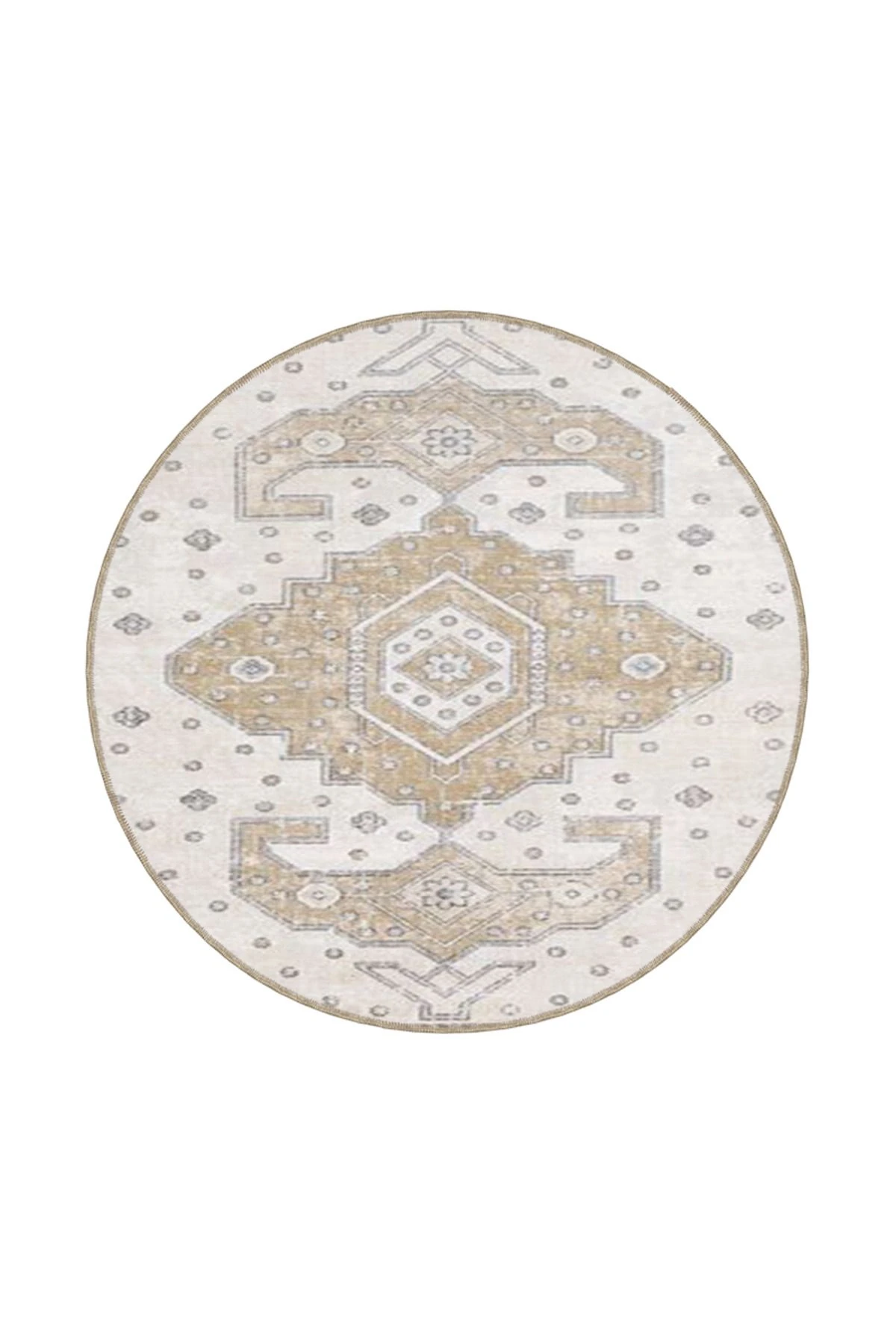 Krem Geometrik Desenli Dokuma Taban Halı miravip339