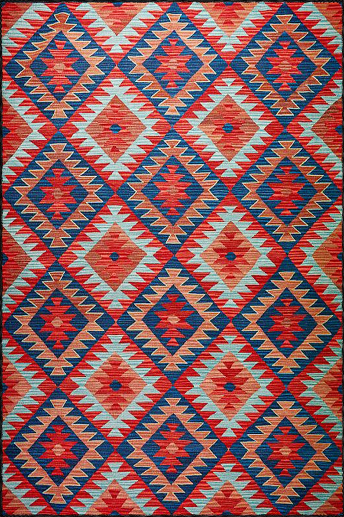 Pembe Baklava Desenli Geometrik Modern Dekoratif Halı 4443