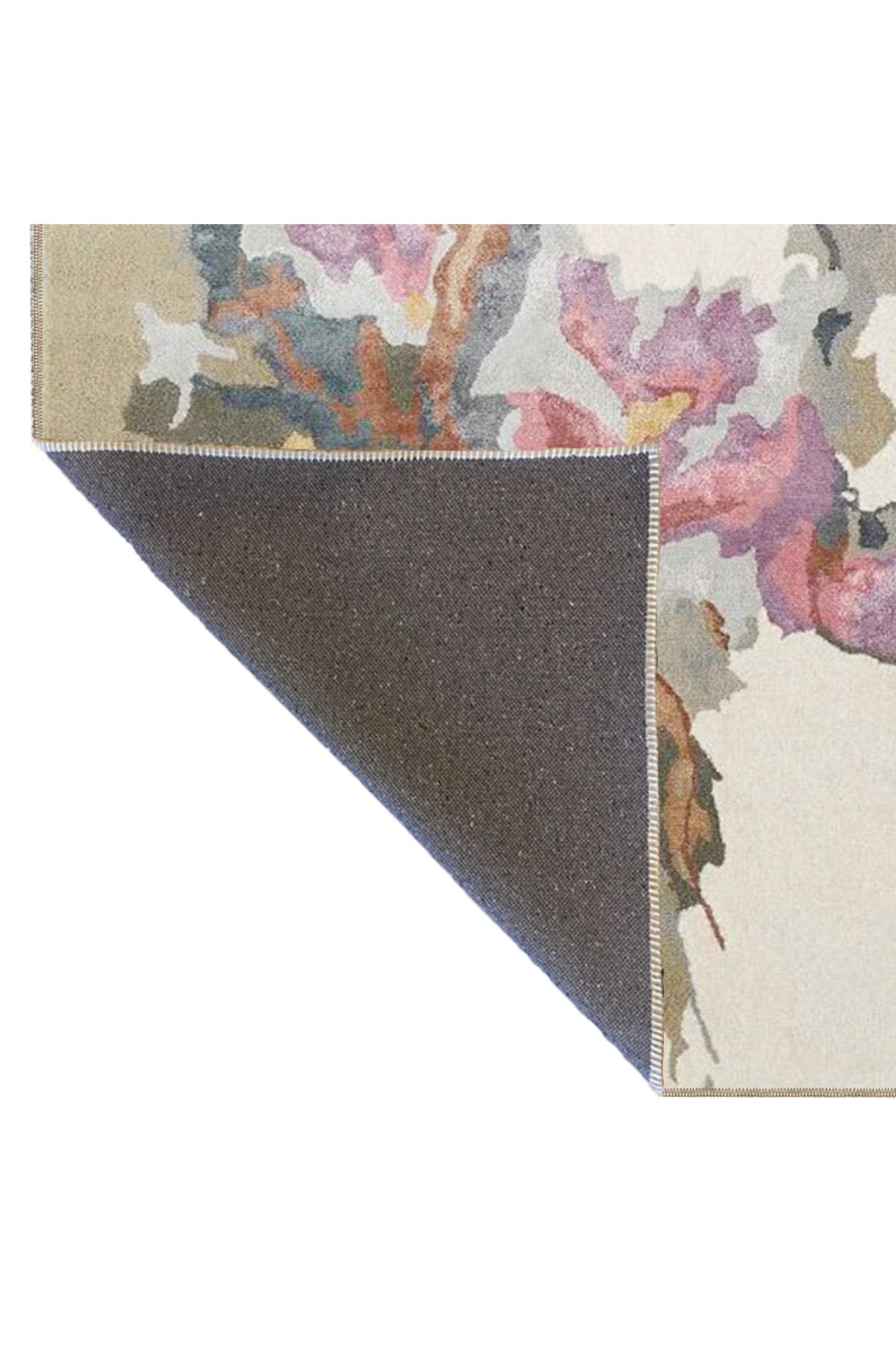 Gri Bej Temalı Soyut Abstract Desenli Modern Dekoratif Halı 3955