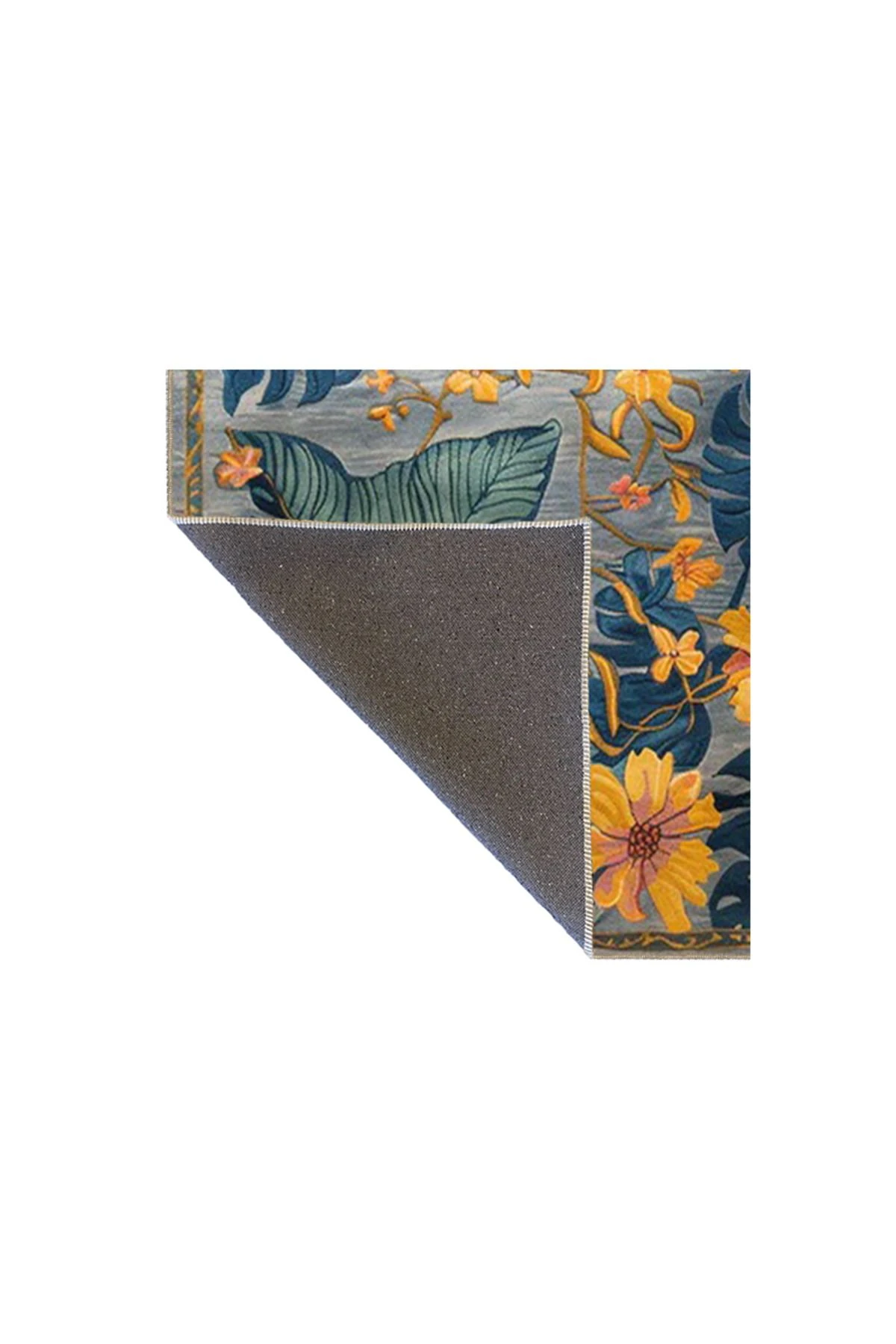 Paris Koleksiyonu Mavi ve Sarı Temalı Karma Çiçek Motifleri Desenli Modern Dekoratif Halı 137