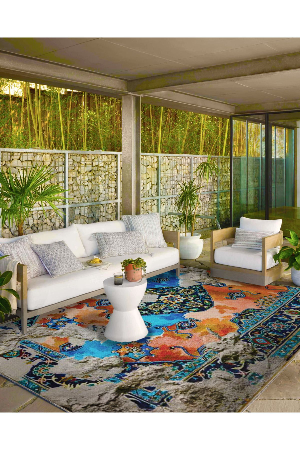 Mor Fırça Boyalı Geleneksel Desenli Dokuma Taban Halı ve Yıkanabilir Halı aloha158