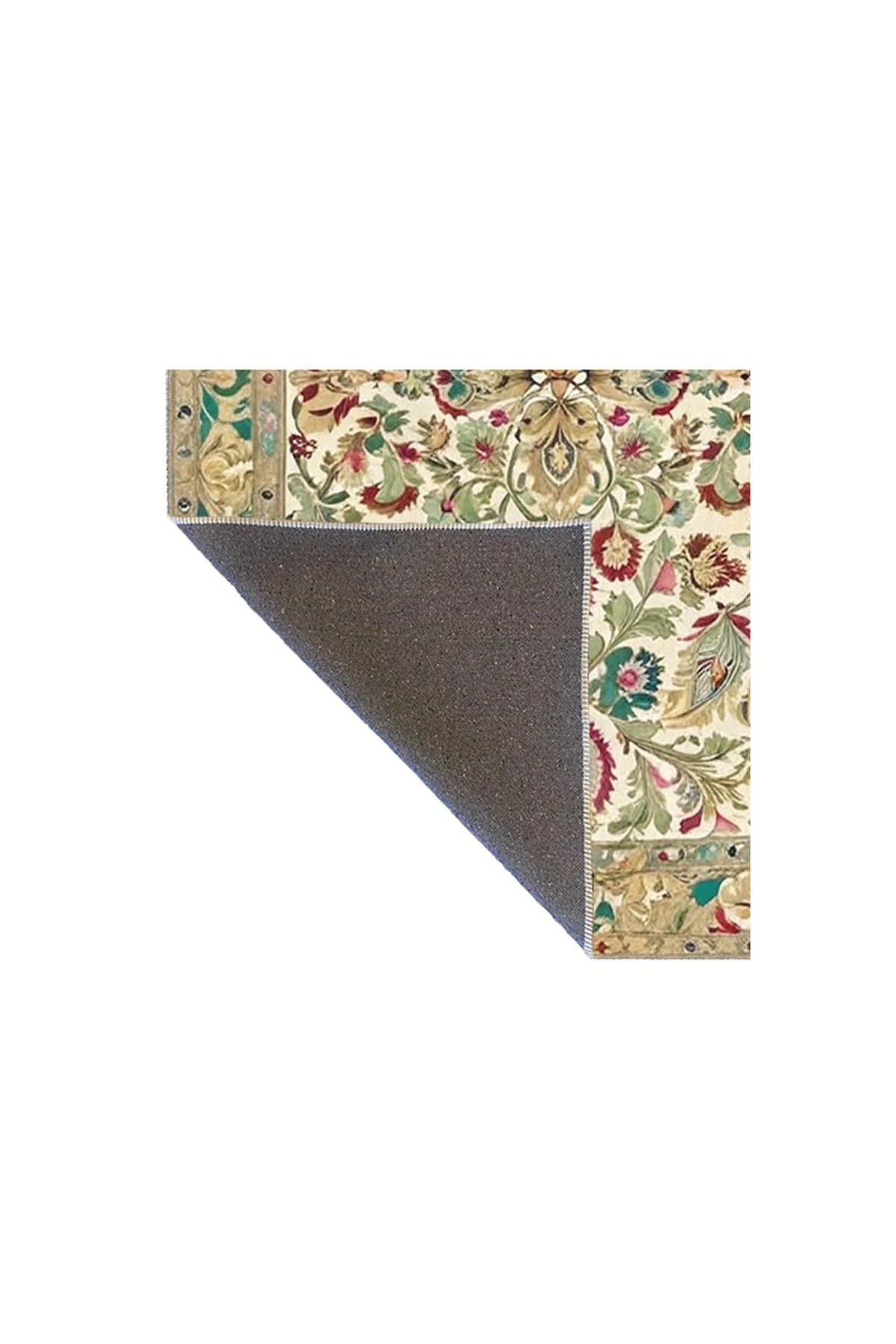 Paris Koleksiyonu Bej Yeşil Temalı Geleneksel Motif ve Çiçek Desenli Vintage Dekoratif Halı 116