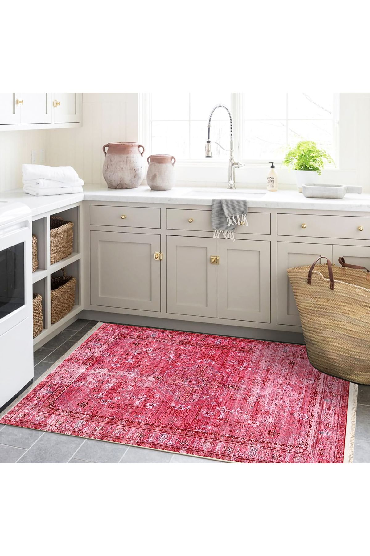 Güney Koleksiyonu Pembe Temalı Geleneksel Desenli Vintage Dekoratif Halı 11