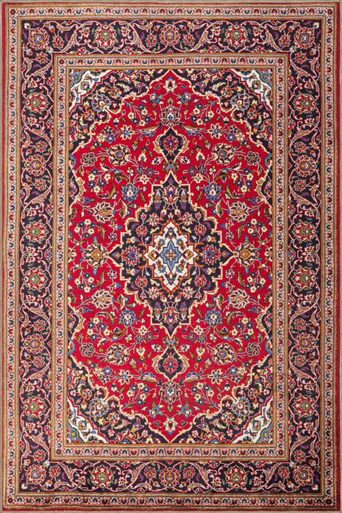 Kırmızı Gelenksel Halı Desenli Modern Dekoratif Halı 4471