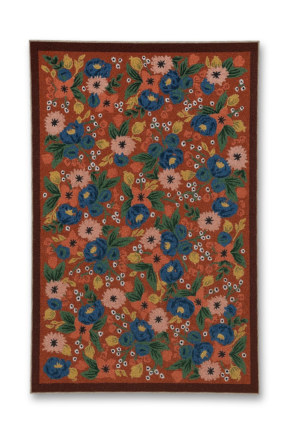 Mosso Çok Renkli Floral Tema Çiçekler Desenli Dokuma Taban Modern Dekoratif Halı mosso144
