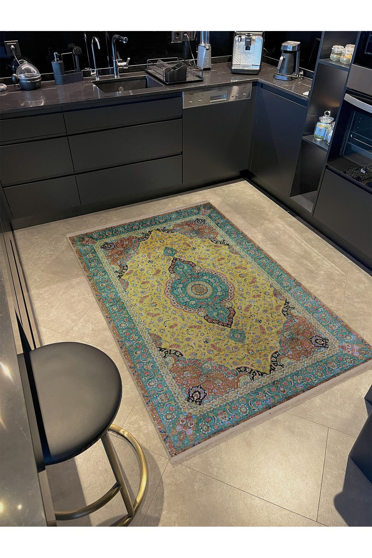 Hilal Koleksiyonu Çok Renkli Geleneksel Desenli Dokuma Taban Modern Dekoratif Halı hilal11