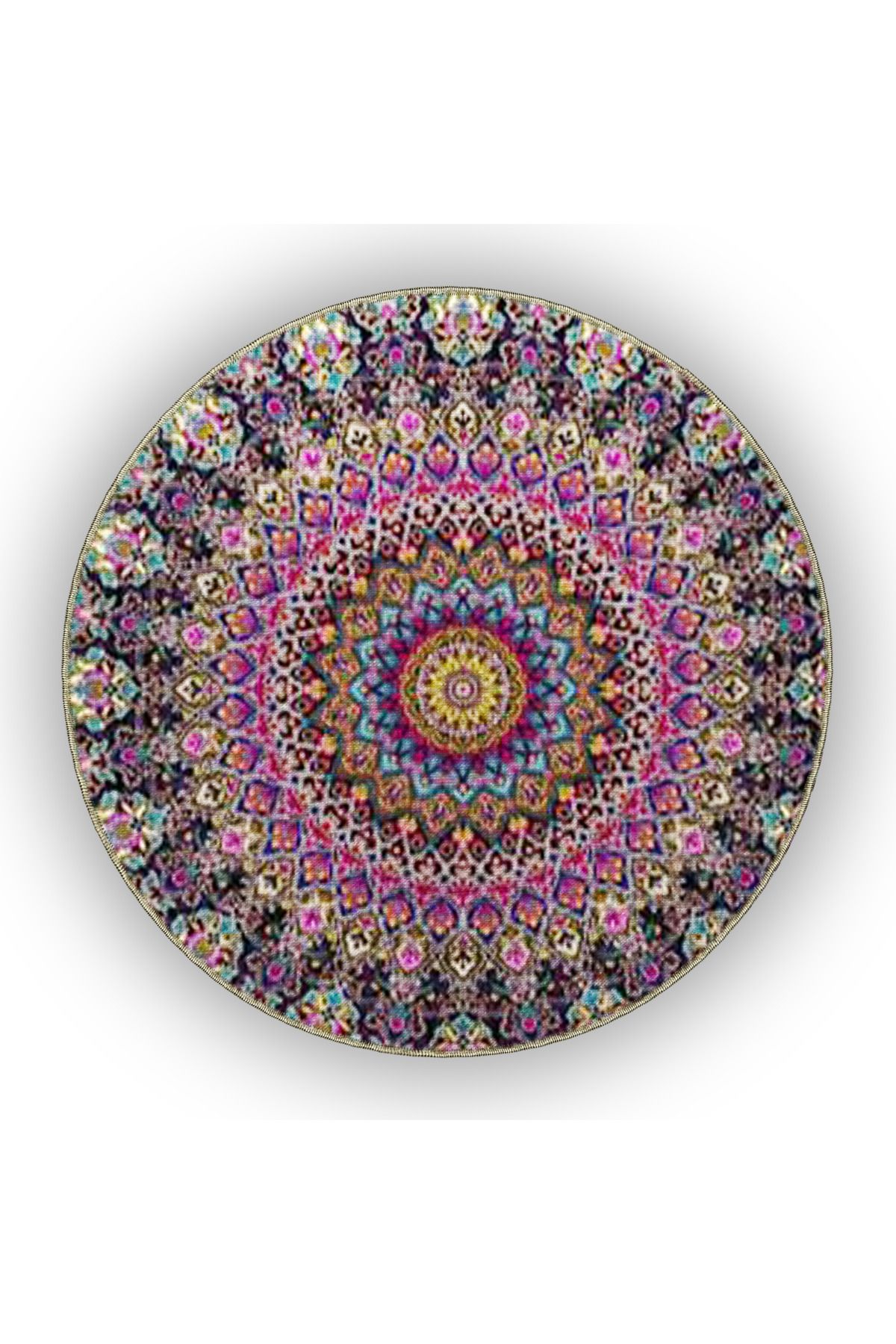 Mor Pembe Temalı Çok Renkli Geleneksel Motif Etnik Desenli Vintage Dekoratif Halı 4898