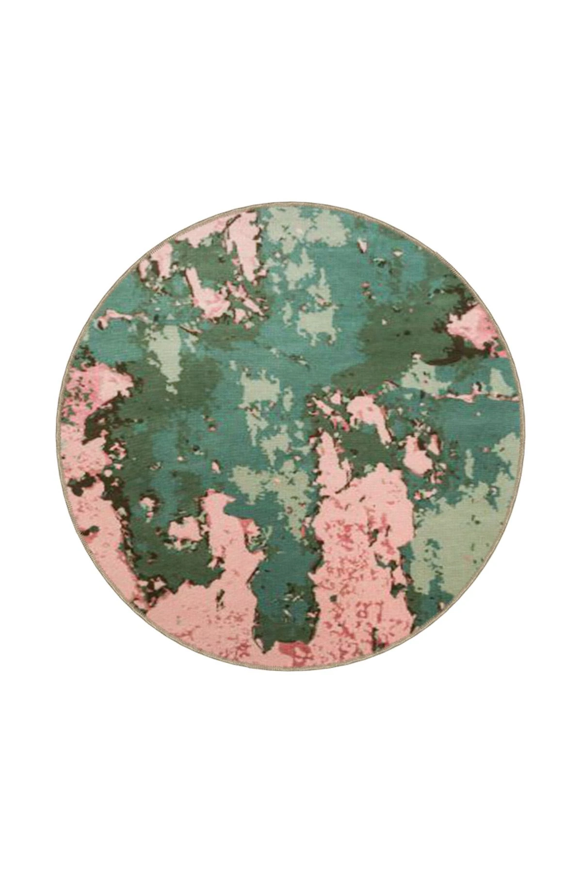 Pastel Boyalı Pembe Yeşil Modern Dekoratif Halı miravip471
