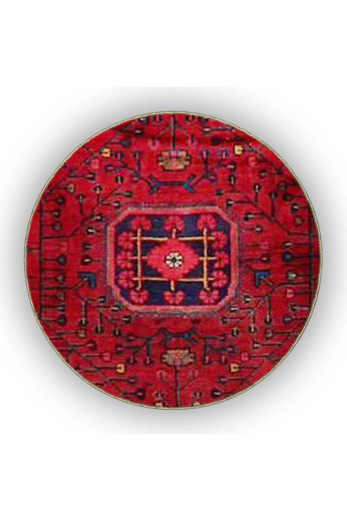 Bordo Siyah Temalı Geleneksel Motif Desenli Etnik Vintage Dekoratif Halı 4906