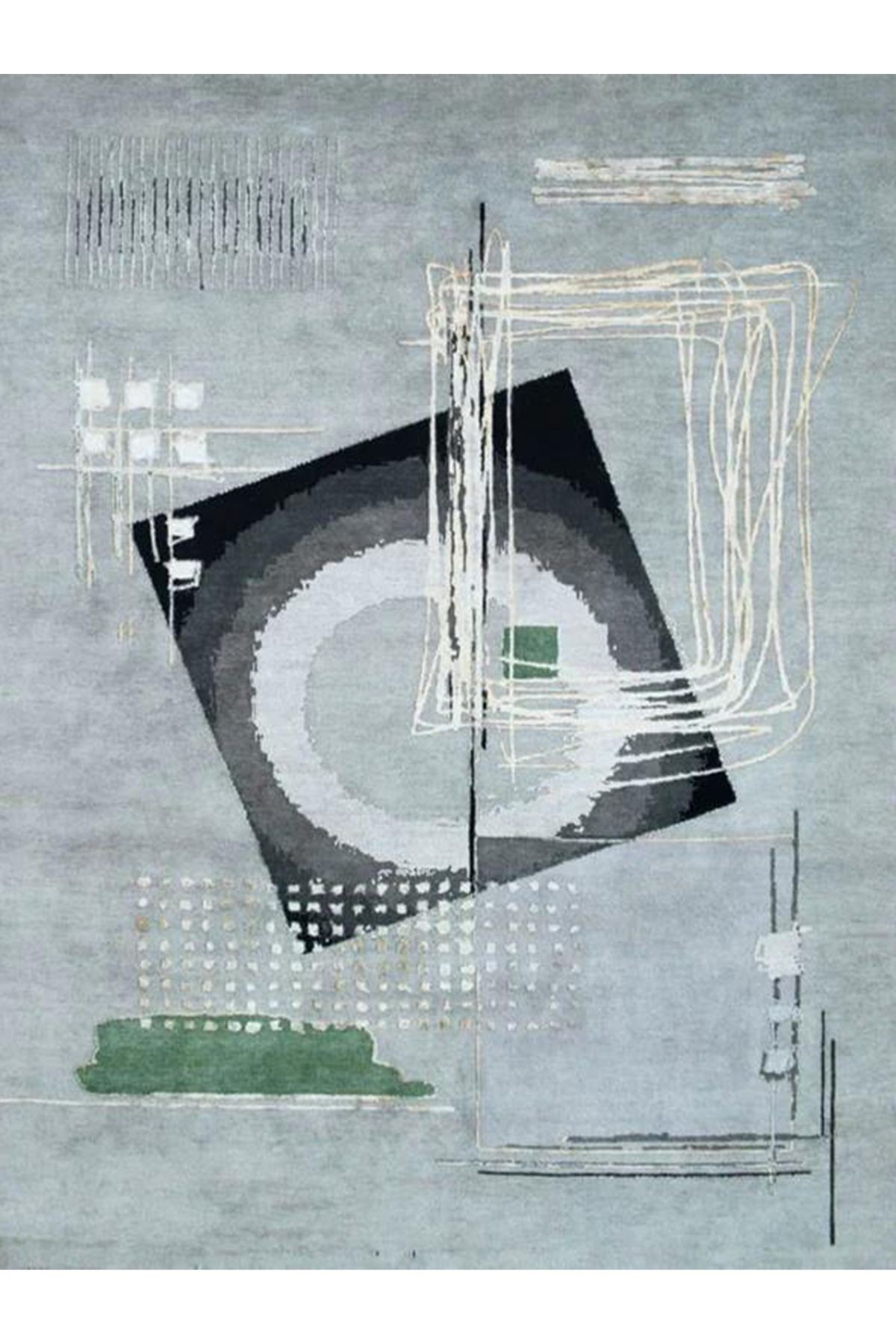 Barcelona Koleksiyonu Flu Tonlarda Soyut Abstract Sürrealist Detay Desenli Modern Dekoratif Halı 51