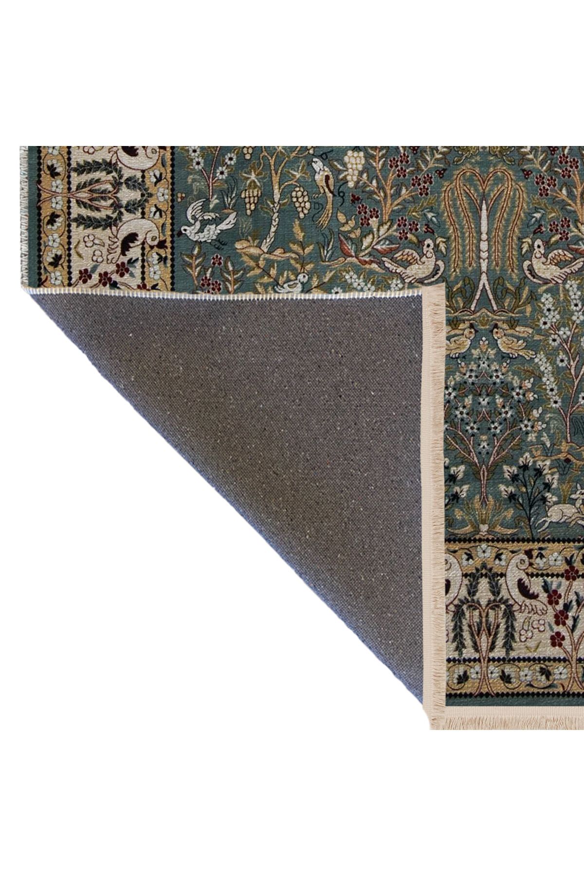 Çok Renkli Geleneksel Motif Kuş ve Çiçek Desenli Kreatif Vintage Dekoratif Halı 2882