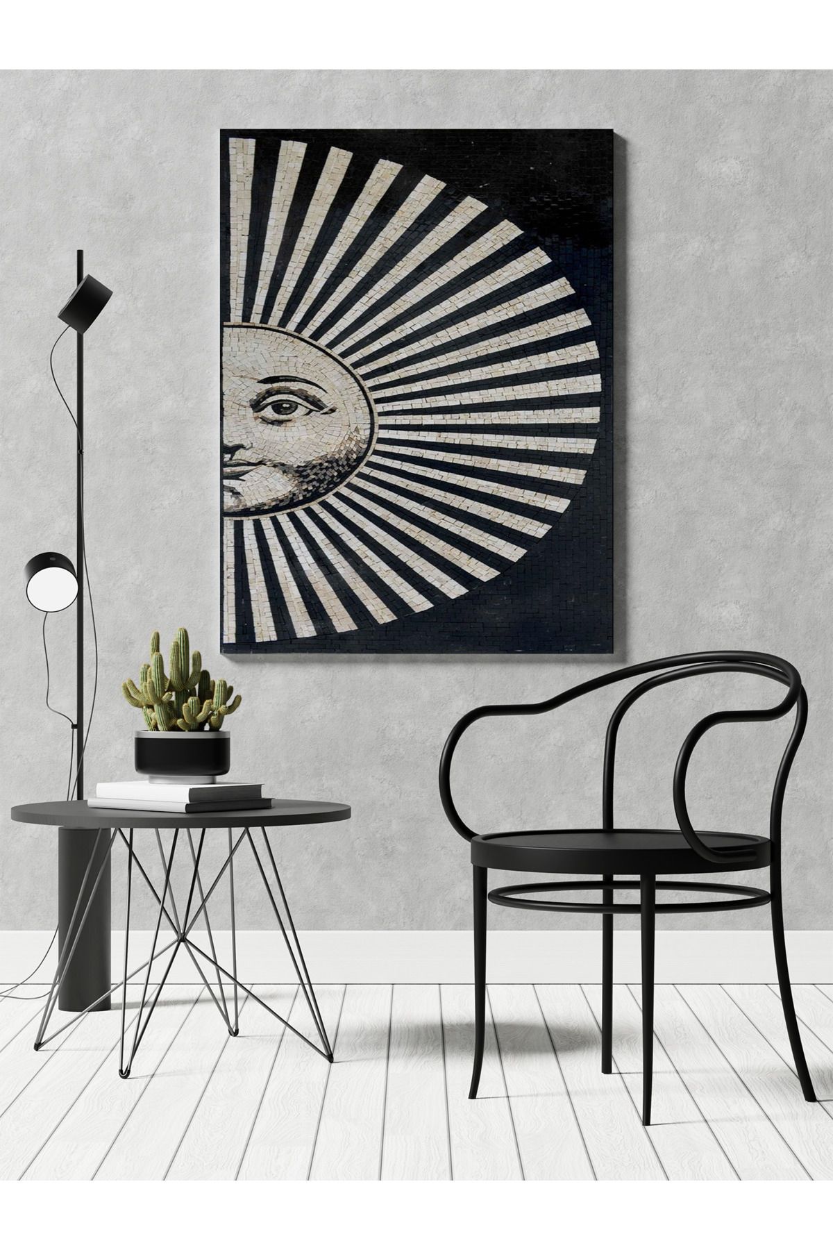 Kanvas Tablo Yarım Güneş Desenli Temalı Tablo